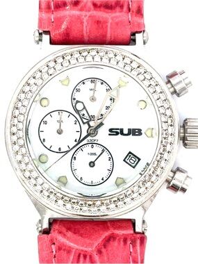 Submarine Pink and Silver Crystal Accent Women's Chronograph Watch